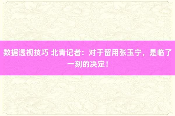 数据透视技巧 北青记者：对于留用张玉宁，是临了一刻的决定！