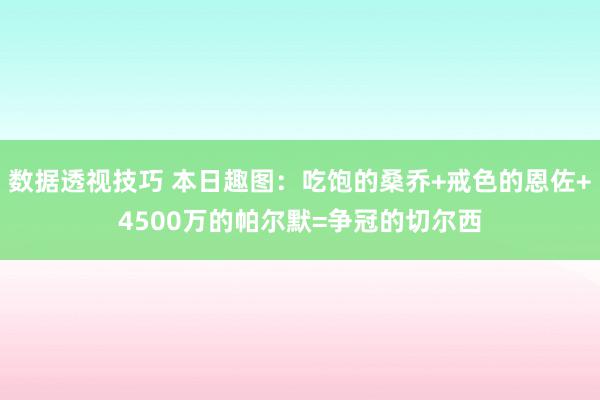 数据透视技巧 本日趣图：吃饱的桑乔+戒色的恩佐+4500万的帕尔默=争冠的切尔西