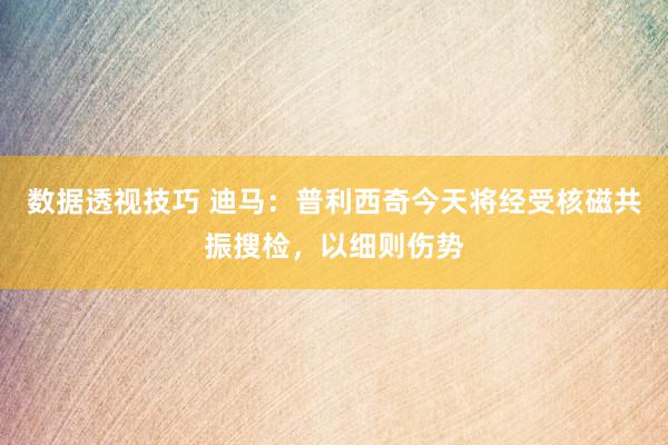 数据透视技巧 迪马：普利西奇今天将经受核磁共振搜检，以细则伤势