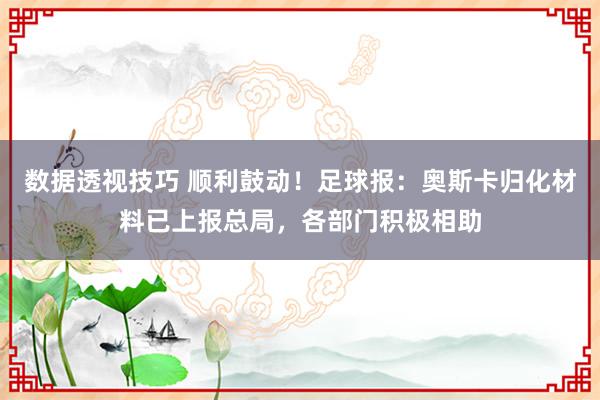 数据透视技巧 顺利鼓动！足球报：奥斯卡归化材料已上报总局，各部门积极相助