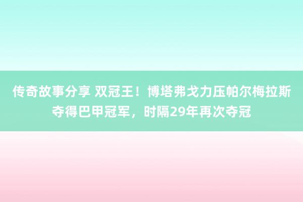 传奇故事分享 双冠王！博塔弗戈力压帕尔梅拉斯夺得巴甲冠军，时隔29年再次夺冠