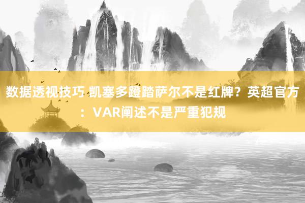 数据透视技巧 凯塞多蹬踏萨尔不是红牌？英超官方：VAR阐述不是严重犯规